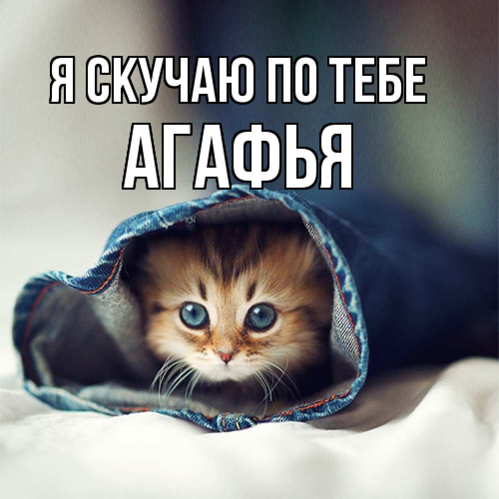 Открытка  с именем. Агафья, Я скучаю по тебе  