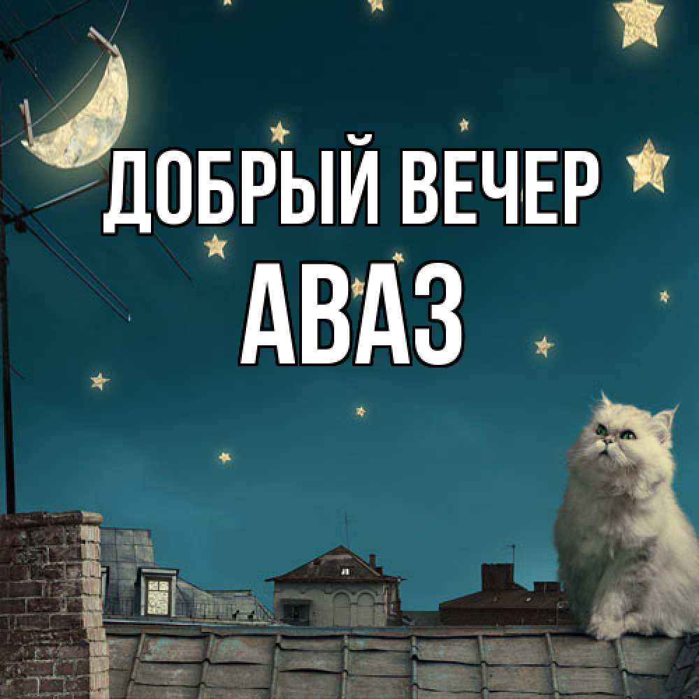 Открытка  с именем. Аваз, Добрый вечер  