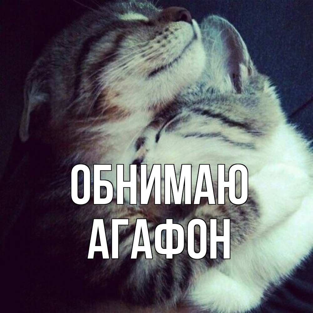 Открытка  с именем. Агафон, Обнимаю  