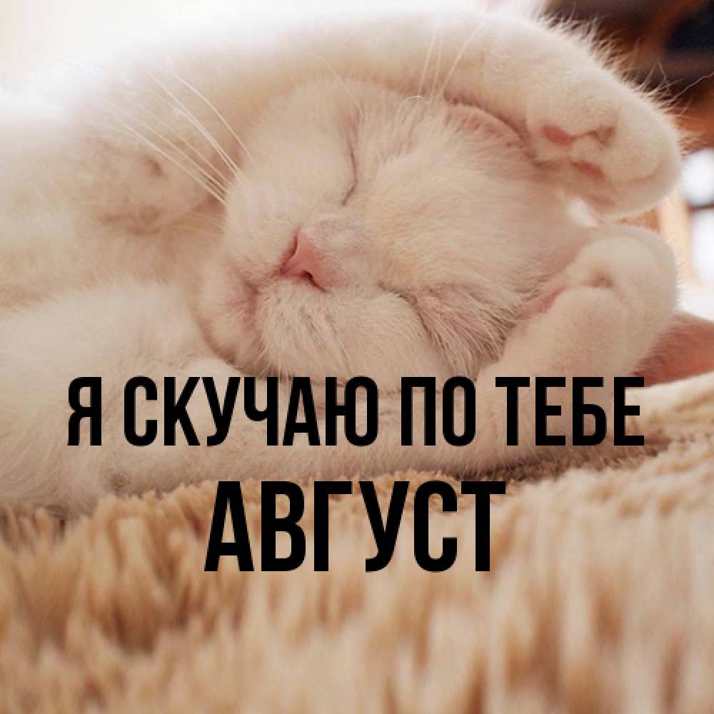 Открытка  с именем. Август, Я скучаю по тебе  