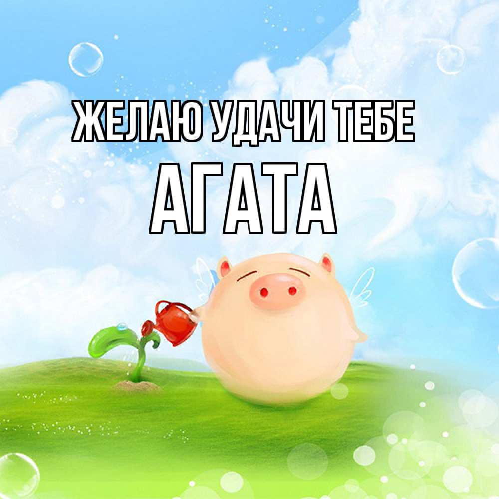Открытка  с именем. Агата, Желаю удачи тебе  
