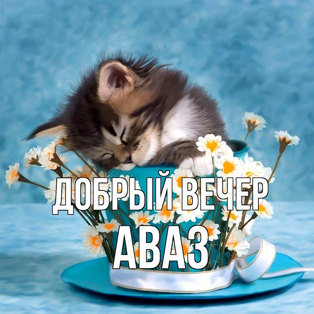 Открытка  с именем. Аваз, Добрый вечер  