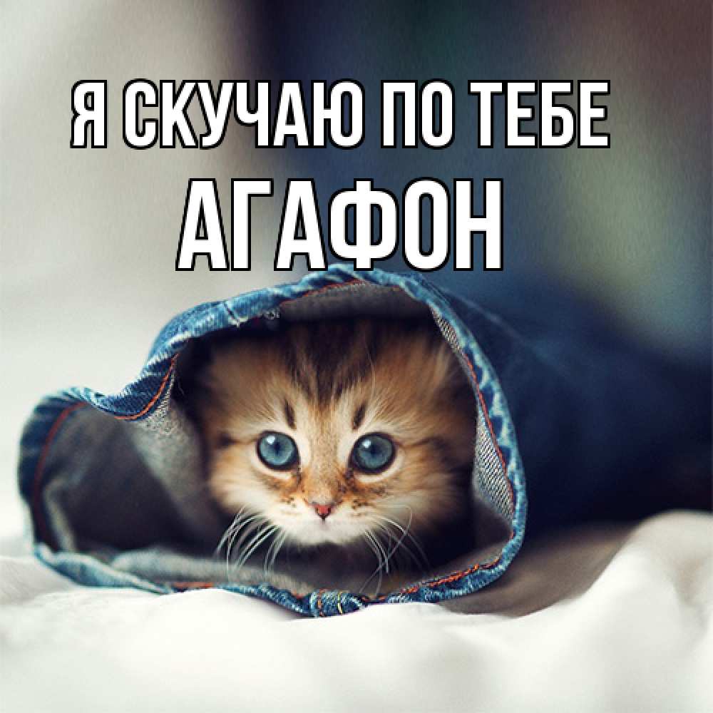 Открытка  с именем. Агафон, Я скучаю по тебе  