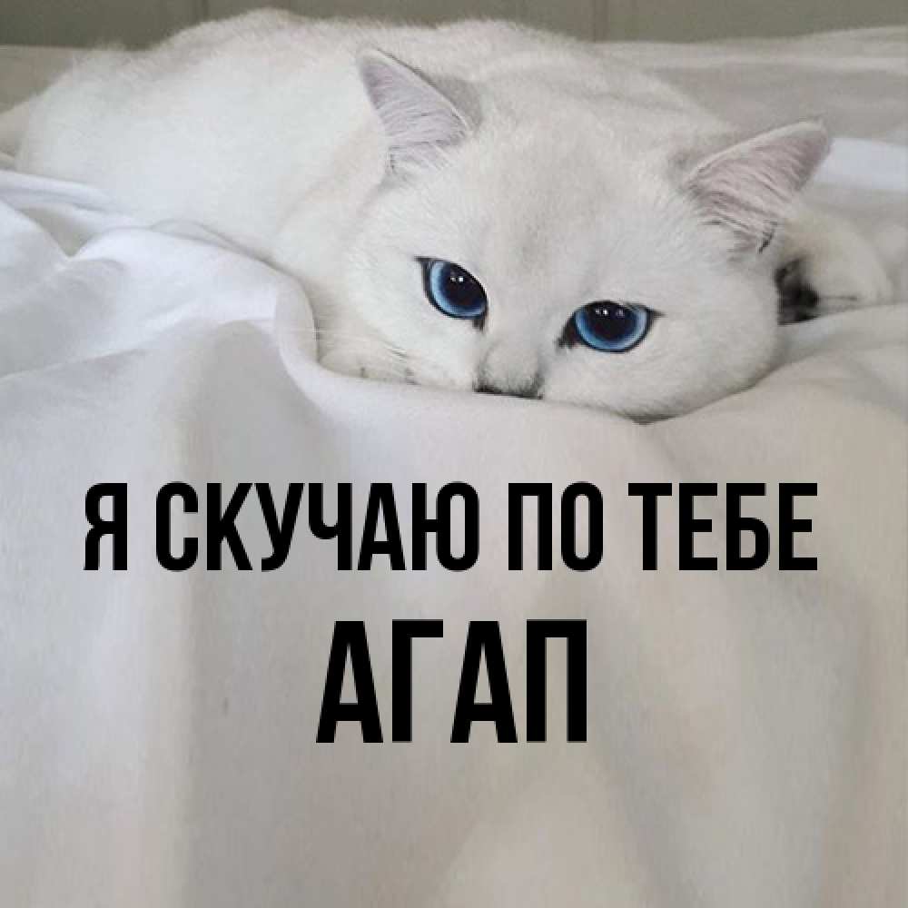 Открытка  с именем. Агап, Я скучаю по тебе  