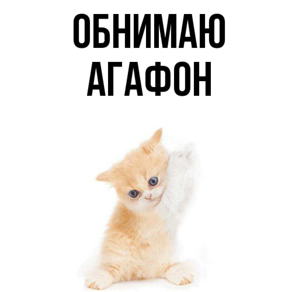 Открытка  с именем. Агафон, Обнимаю  