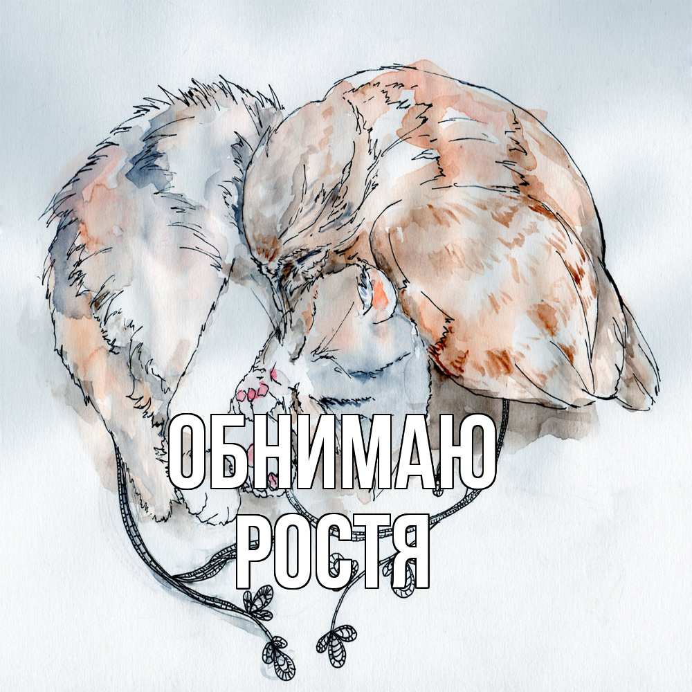 Открытка  с именем. Ростя, Обнимаю  