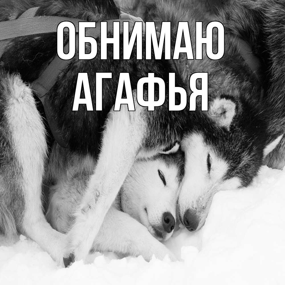 Открытка  с именем. Агафья, Обнимаю  