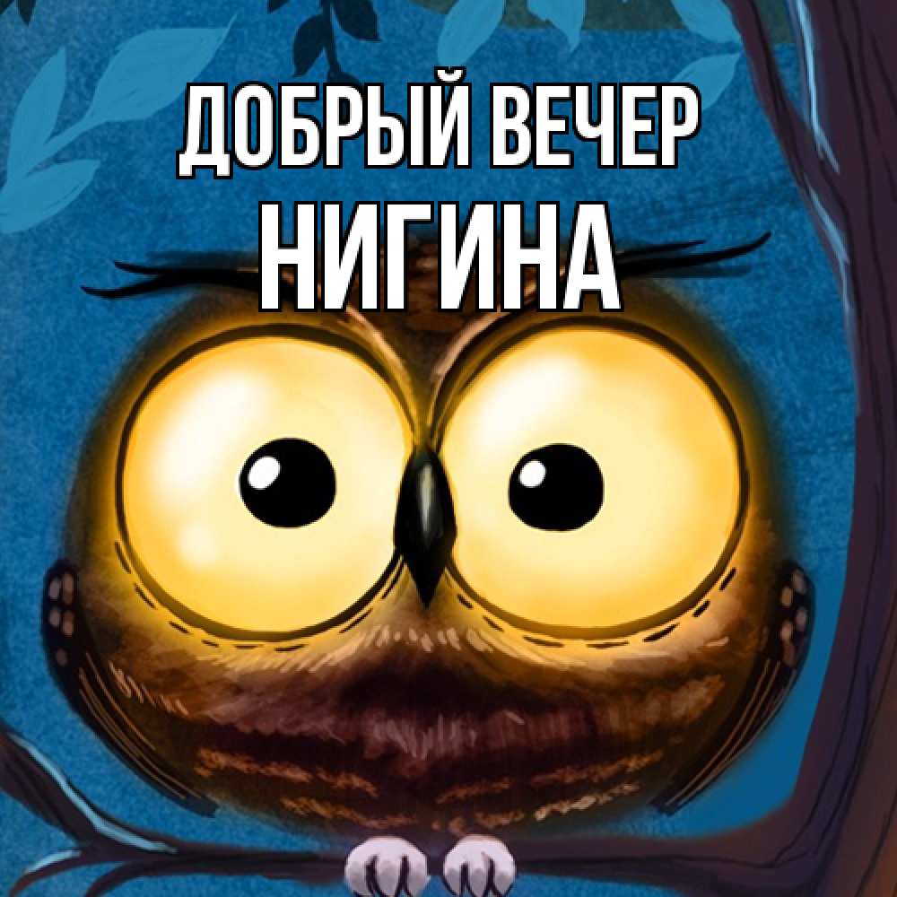 Открытка  с именем. Нигина, Добрый вечер  