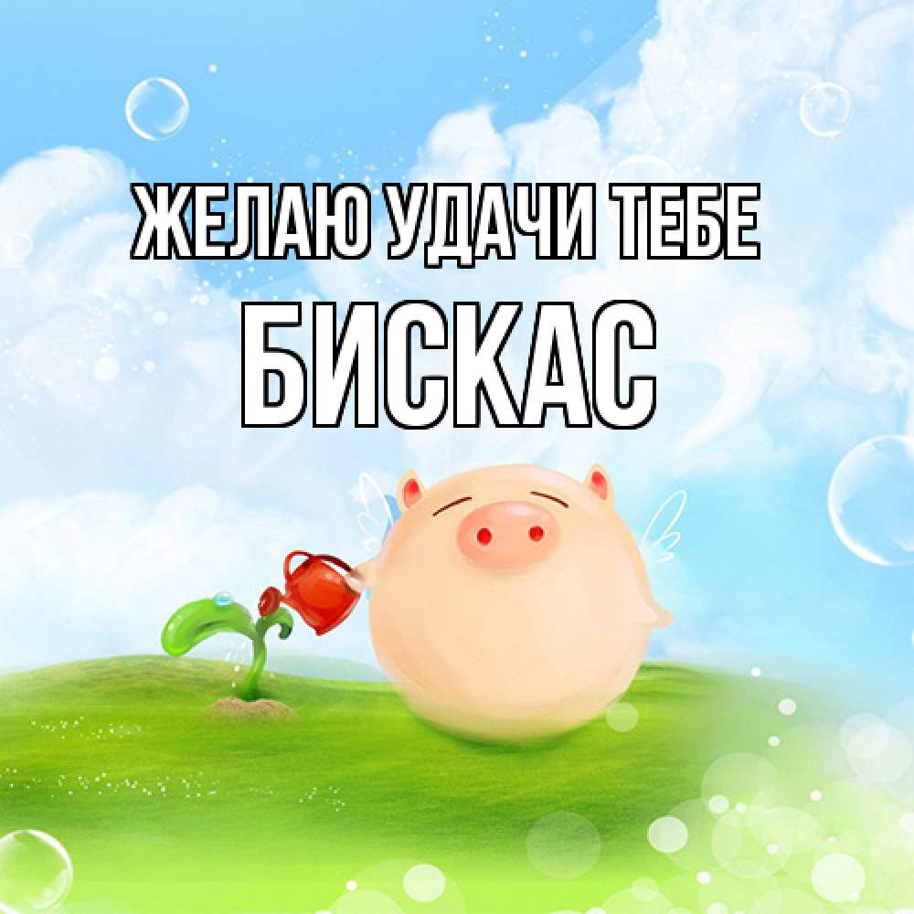 Открытка  с именем. Бискас, Желаю удачи тебе  