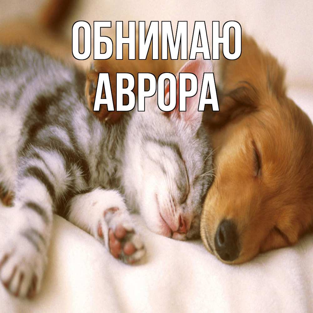 Открытка  с именем. Аврора, Обнимаю  