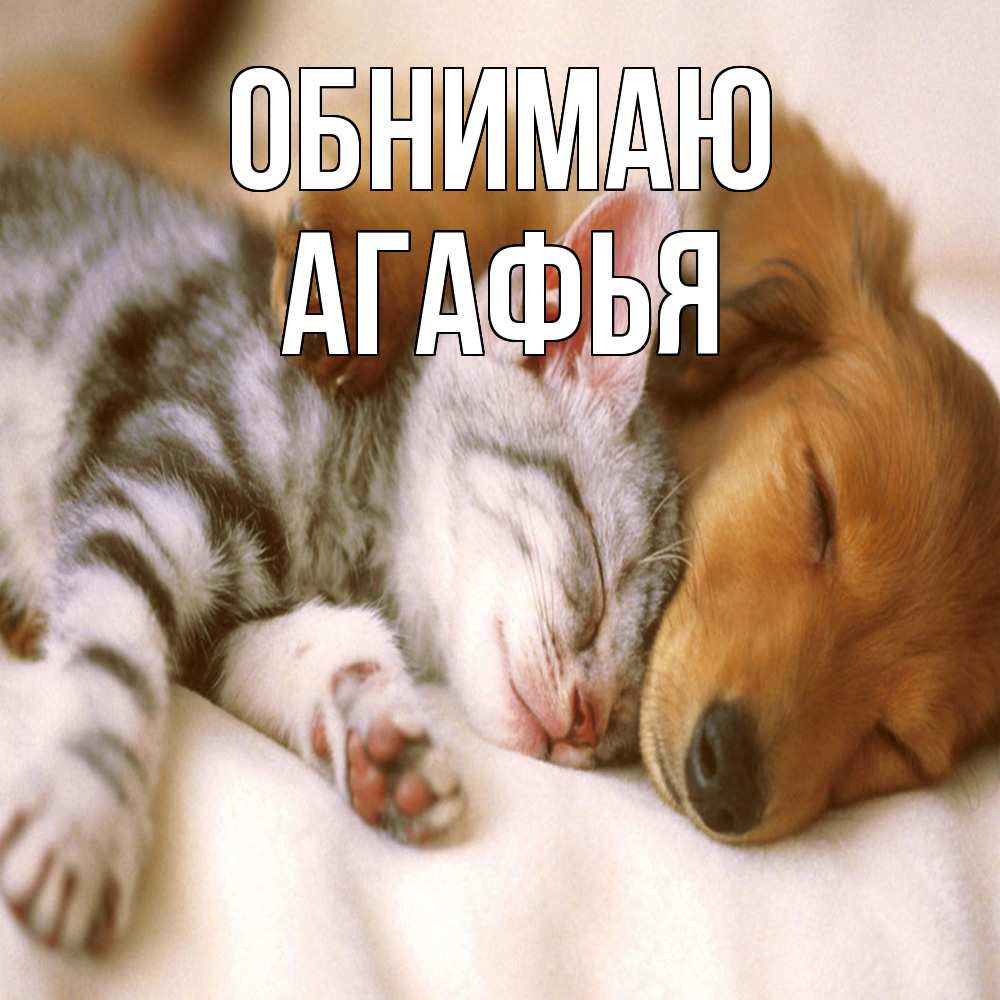 Открытка  с именем. Агафья, Обнимаю  