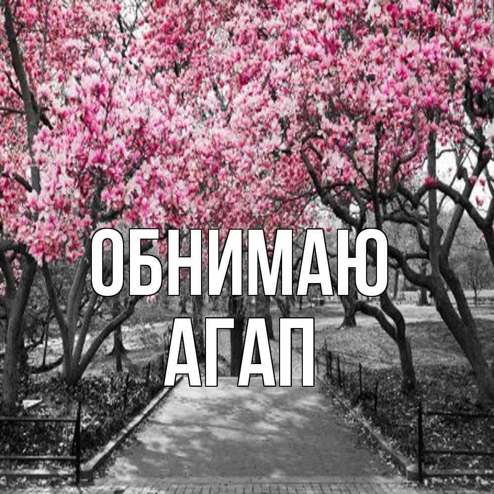 Открытка  с именем. Агап, Обнимаю  