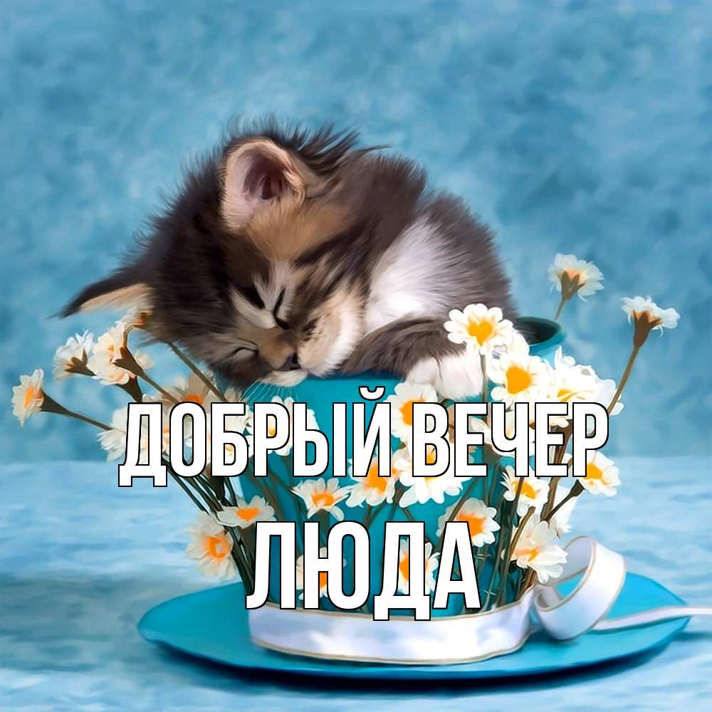 Открытка  с именем. ЛЮДА, Добрый вечер  