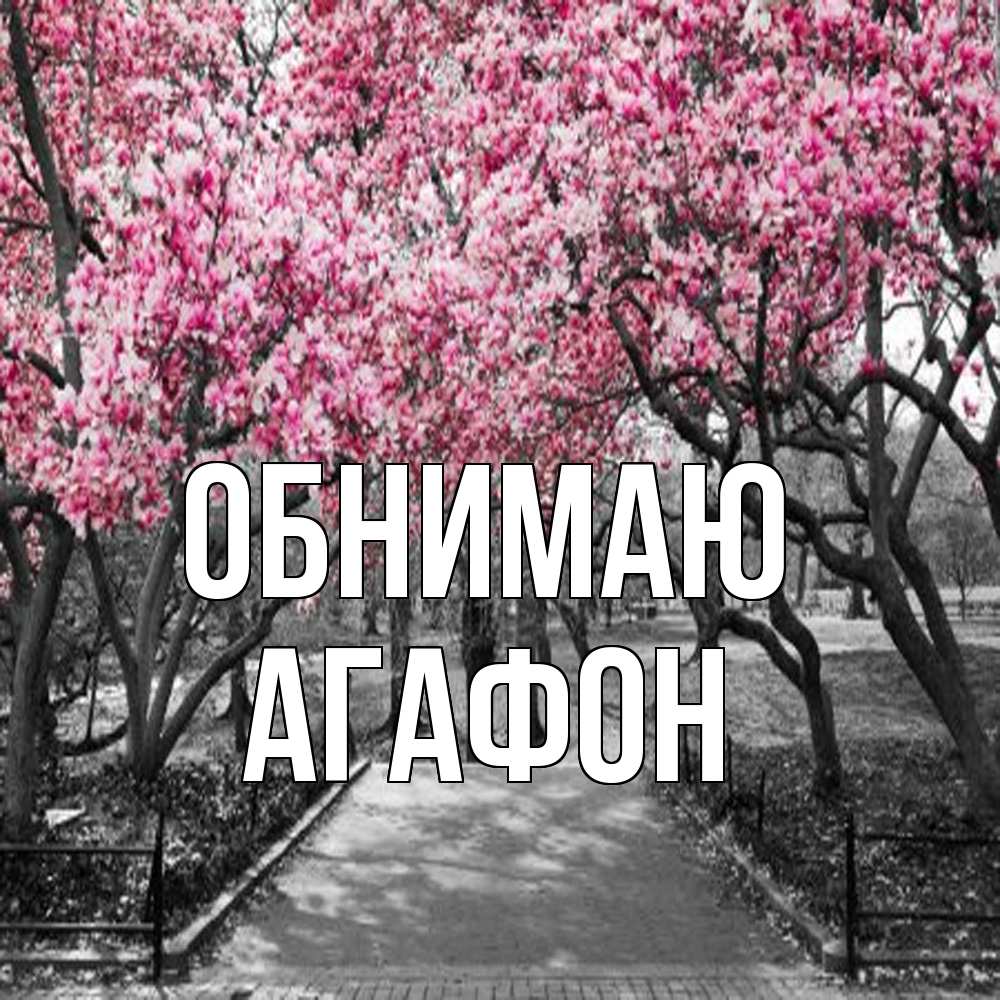 Открытка  с именем. Агафон, Обнимаю  
