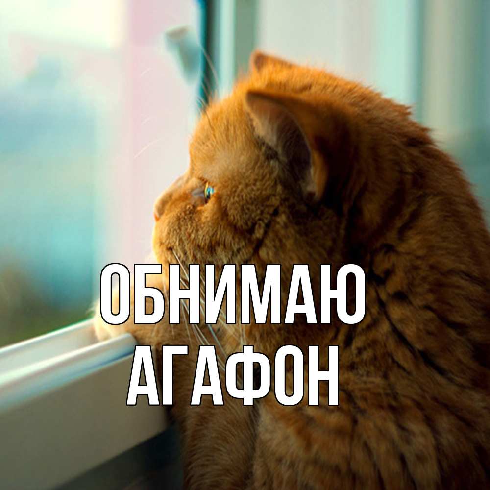 Открытка  с именем. Агафон, Обнимаю  