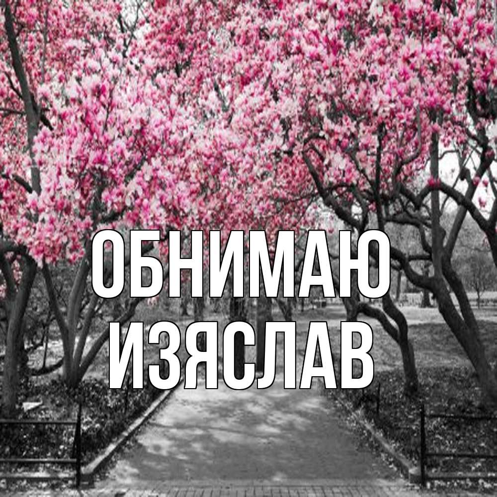 Открытка  с именем. Изяслав, Обнимаю  