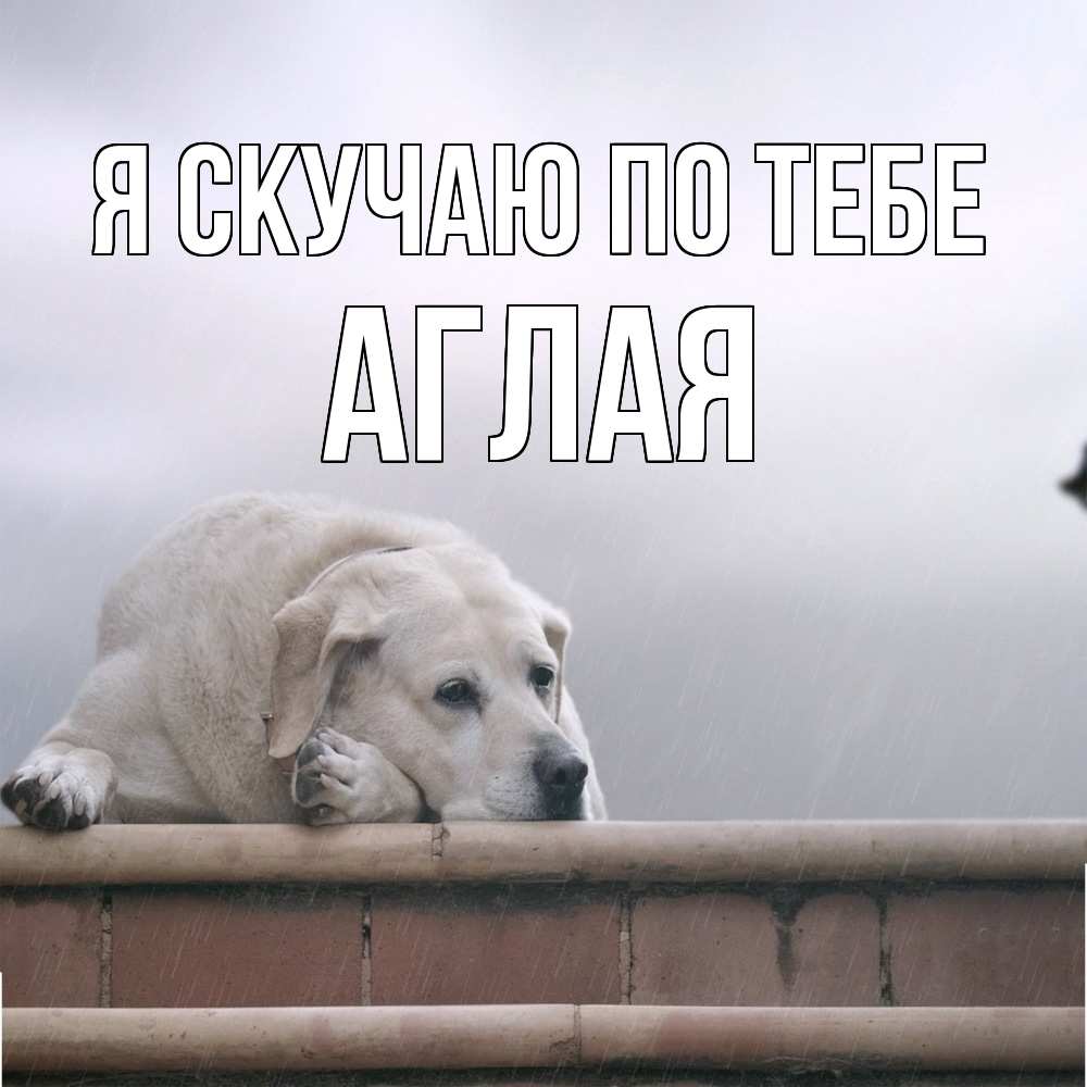 Открытка  с именем. Аглая, Я скучаю по тебе  