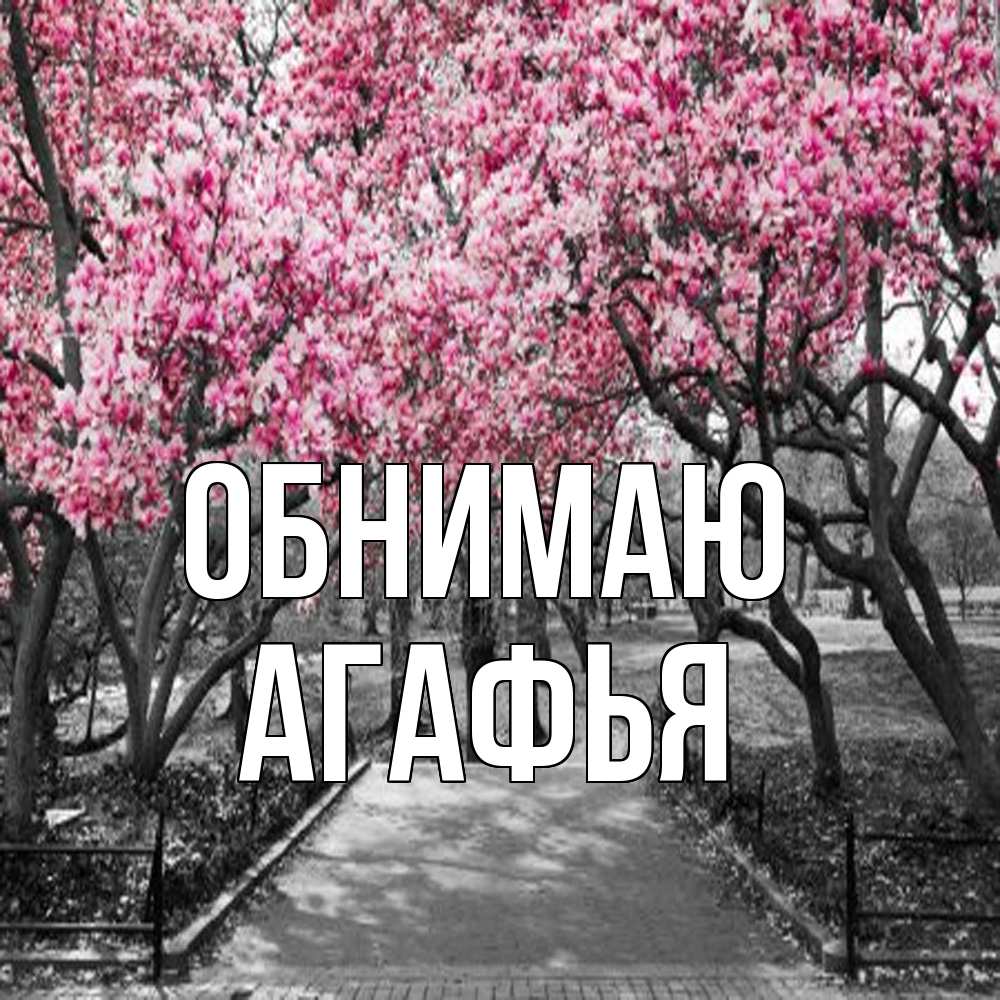 Открытка  с именем. Агафья, Обнимаю  