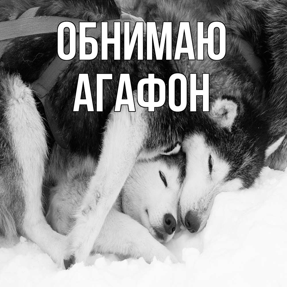 Открытка  с именем. Агафон, Обнимаю  