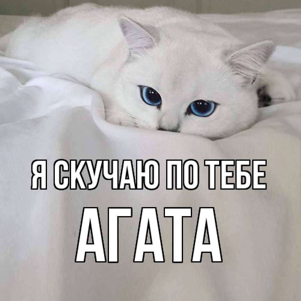 Открытка  с именем. Агата, Я скучаю по тебе  