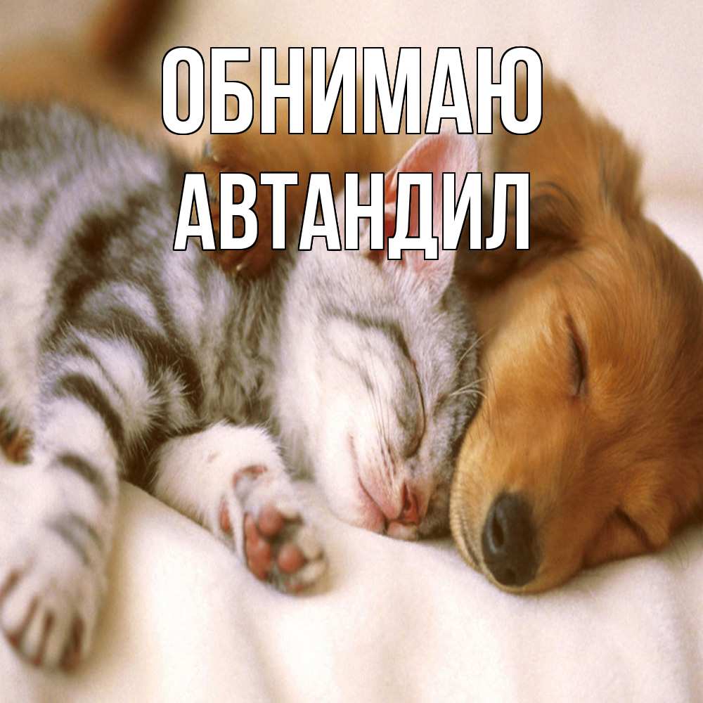 Открытка  с именем. Автандил, Обнимаю  