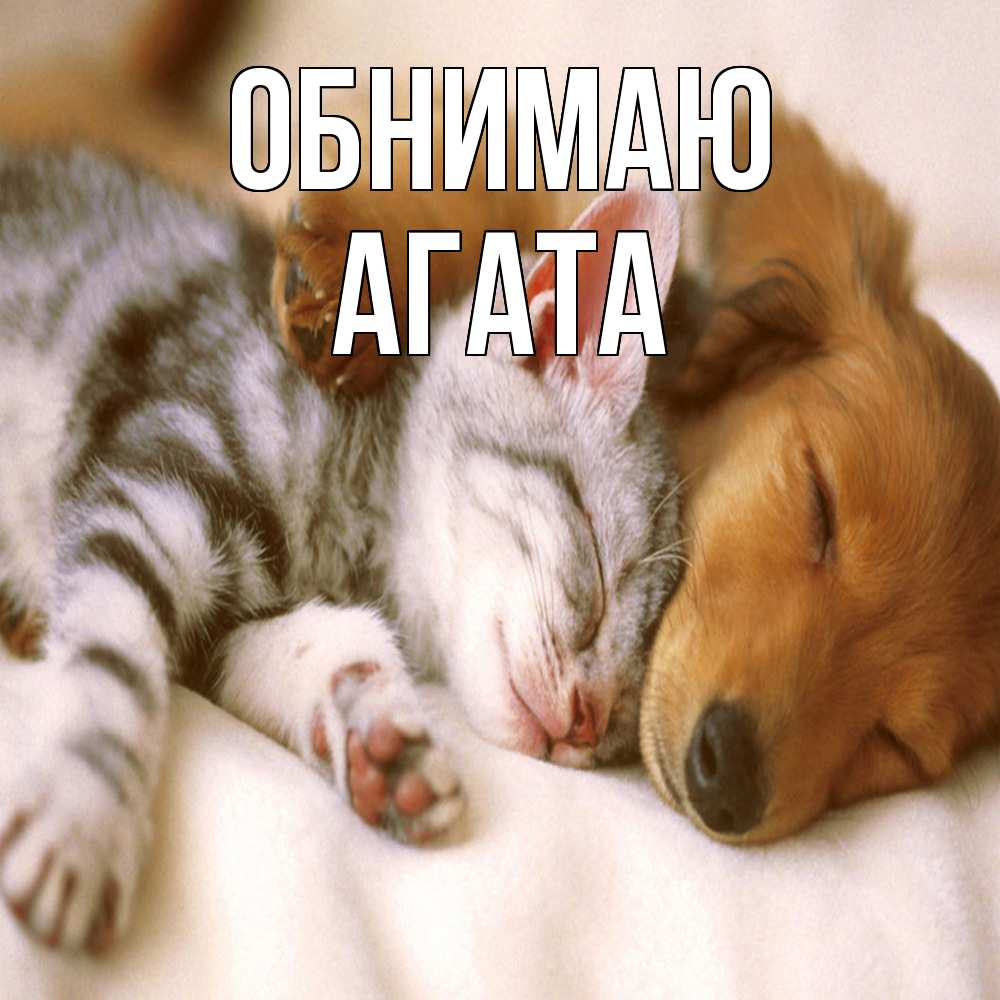 Открытка  с именем. Агата, Обнимаю  