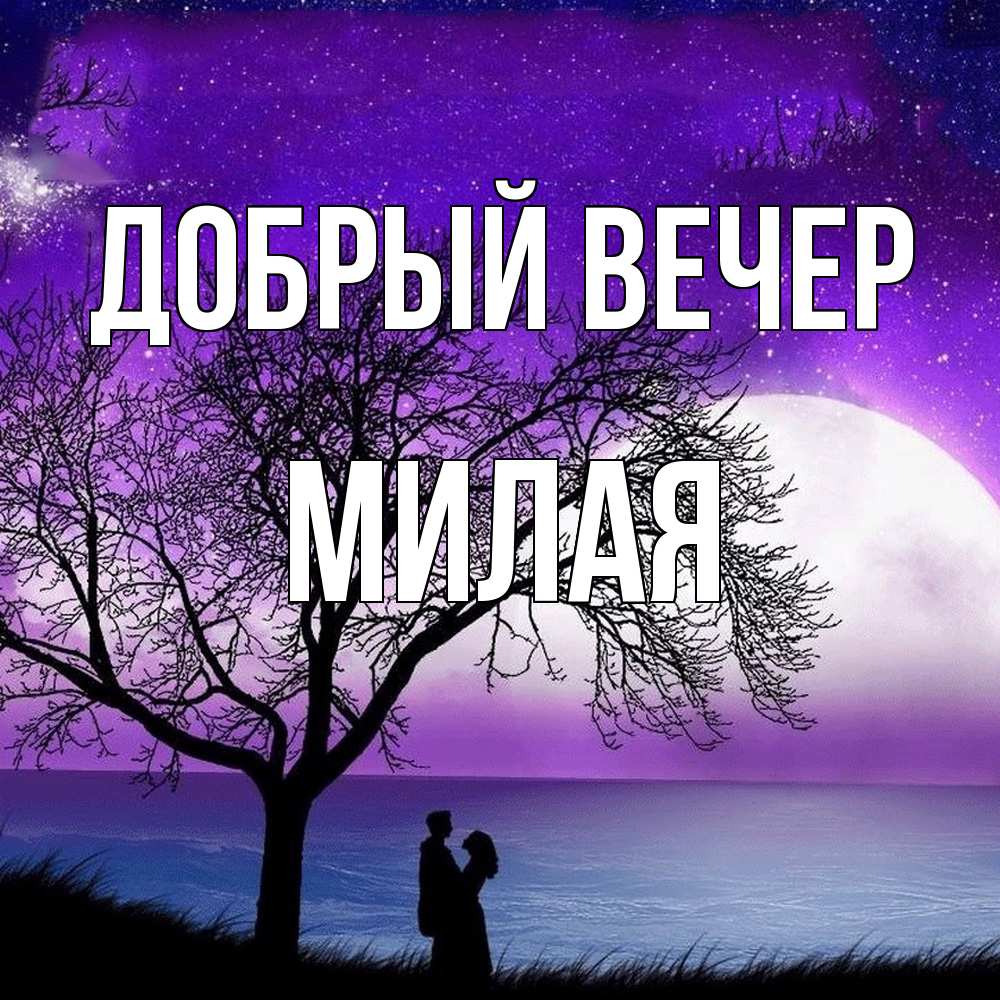 Открытка  с именем. Милая, Добрый вечер  