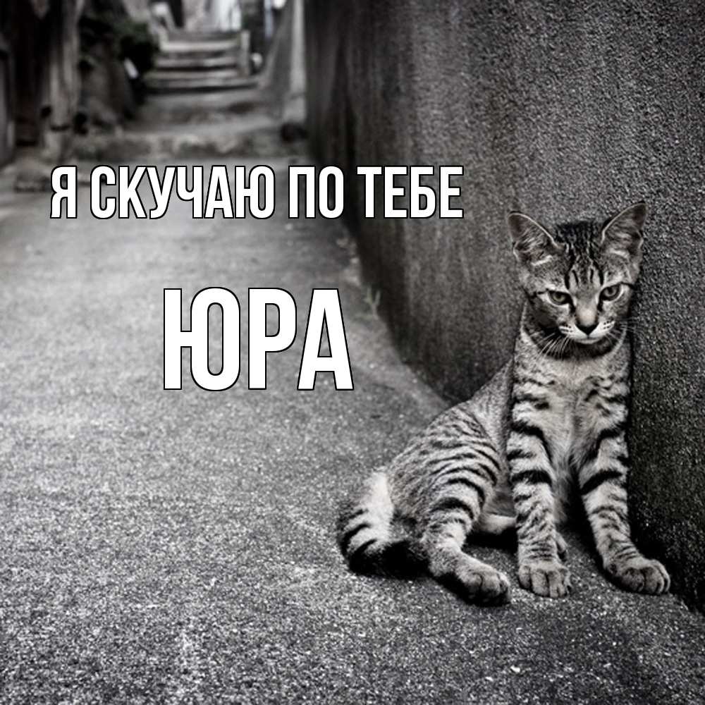 Открытка  с именем. ЮРА, Я скучаю по тебе  