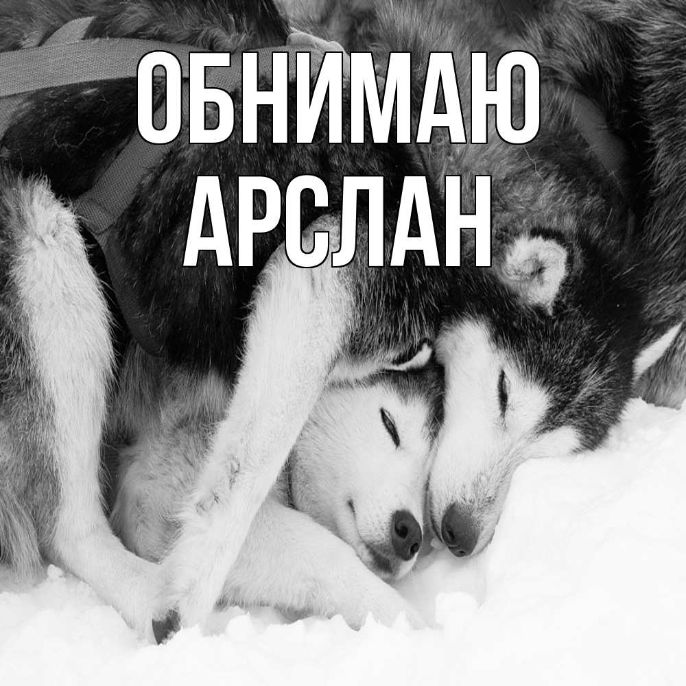 Открытка  с именем. Арслан, Обнимаю  