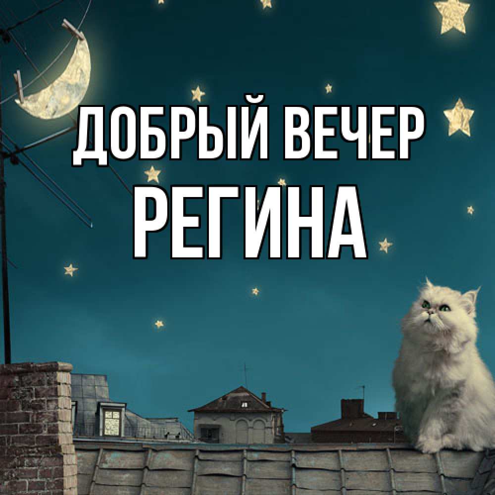 Открытка  с именем. Регина, Добрый вечер  