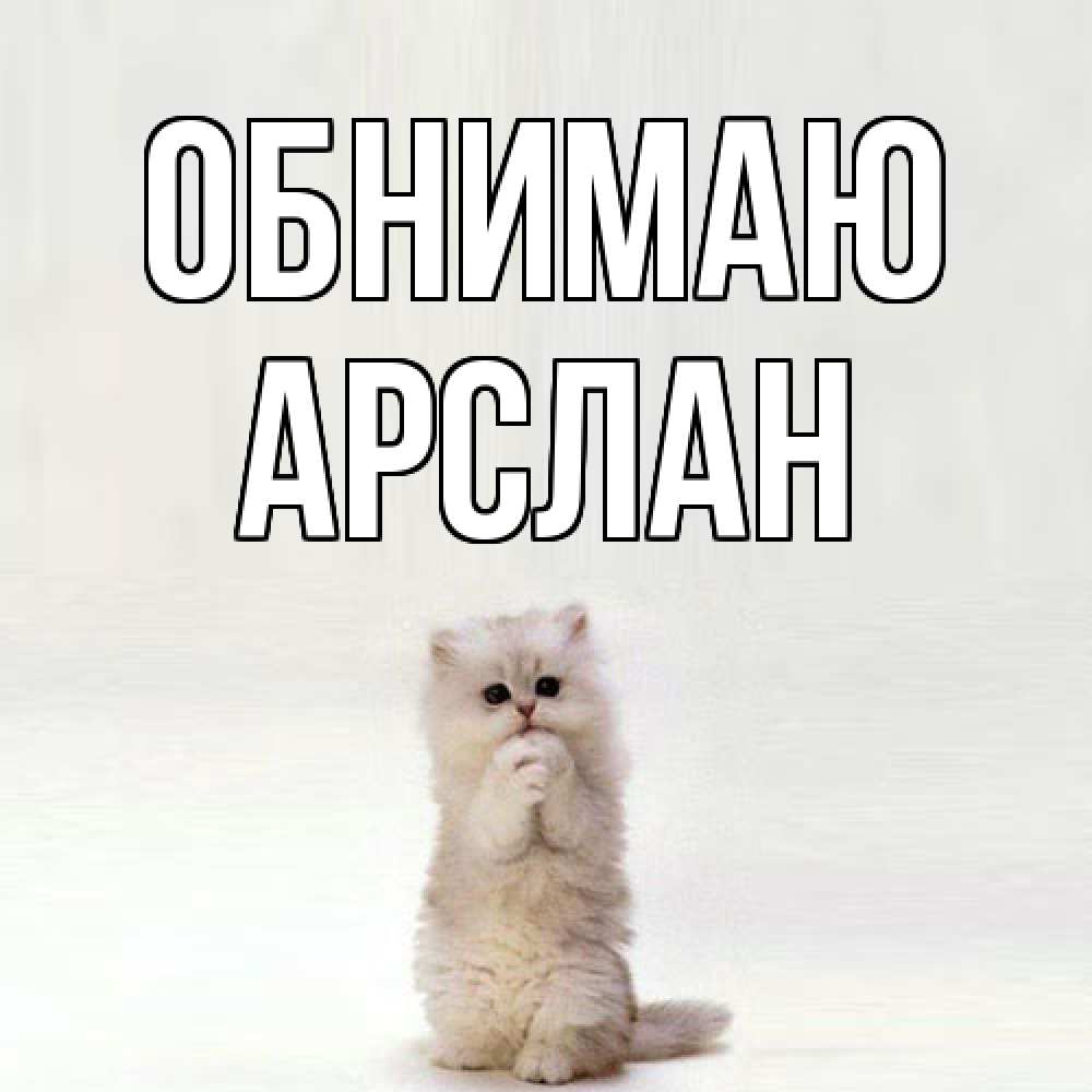 Открытка  с именем. Арслан, Обнимаю  