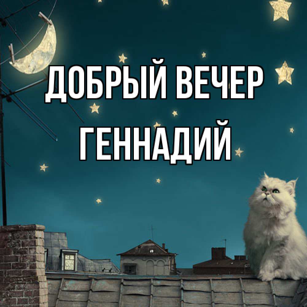 Открытка  с именем. Геннадий, Добрый вечер  