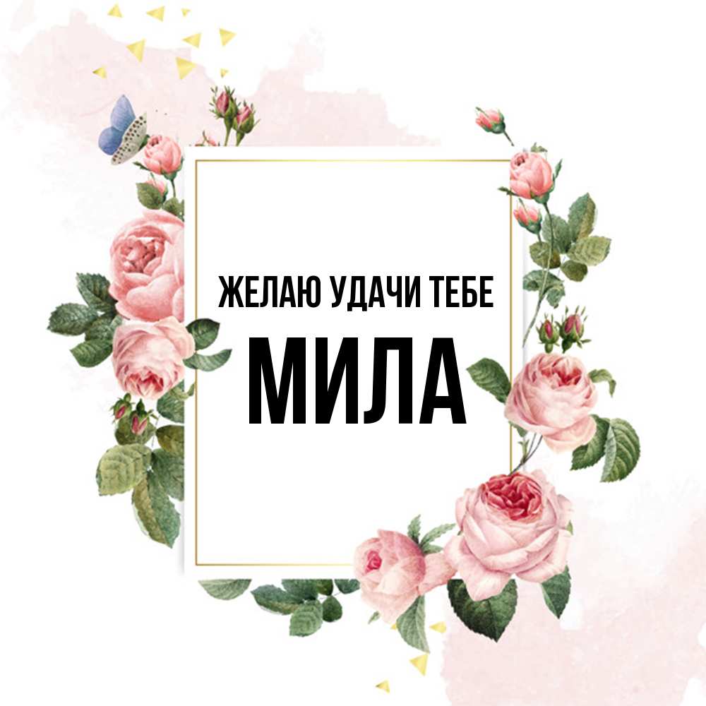 Открытка  с именем. Мила, Желаю удачи тебе  