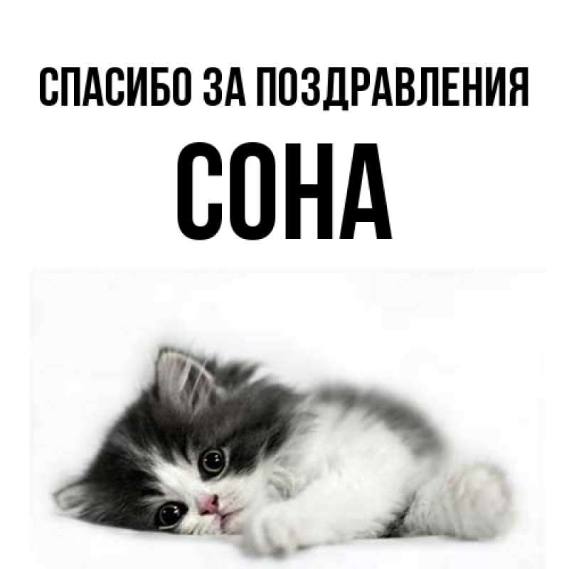Открытка с именем, СОНА, Спасибо за поздравления