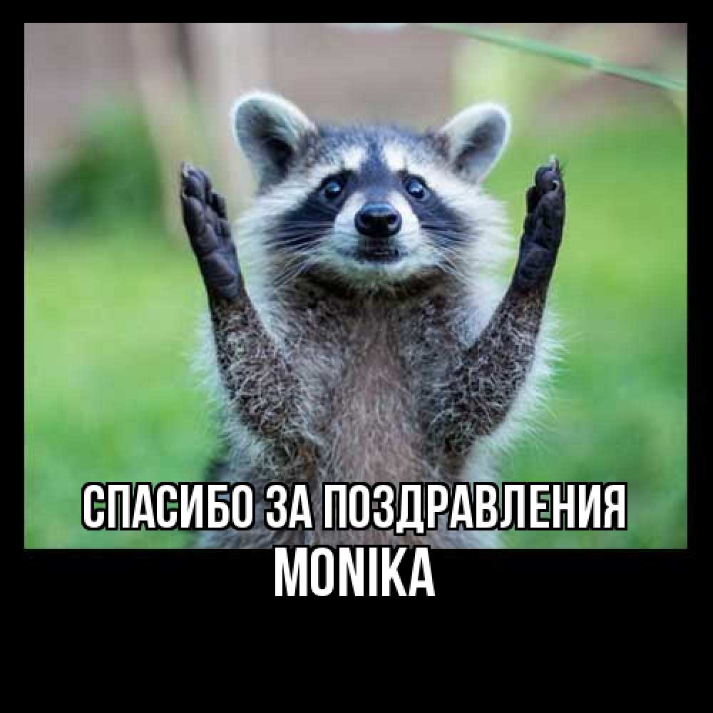 Открытка  с именем. Monika, Спасибо за поздравления  