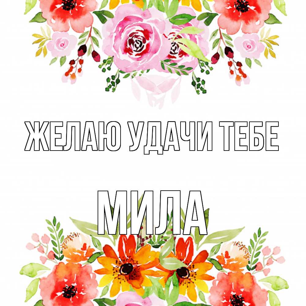 Открытка  с именем. Мила, Желаю удачи тебе  